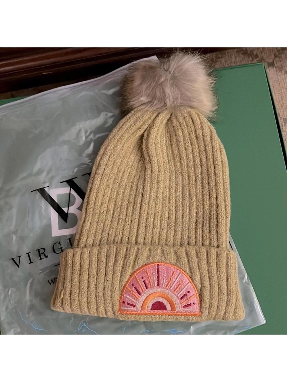 Virginia Wolf NYC soft pom pom beanie hat NWT
